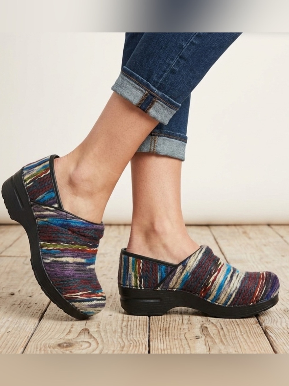 Dansko Clogs Shoes Womens Size 40 9.5-10 Multicolor Yarn Slip On Comfort Nursing